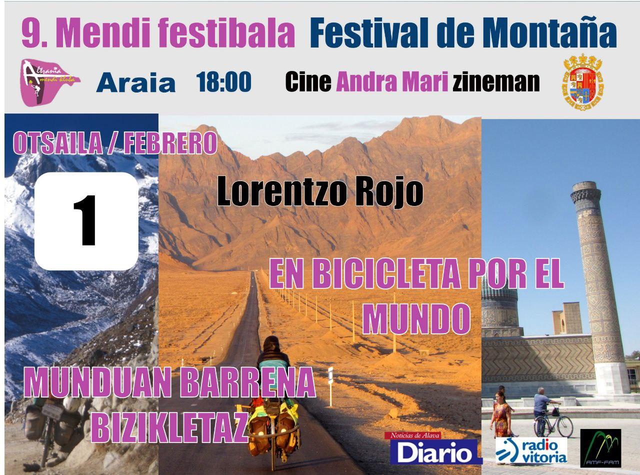 LORENTZO ROJO. EN BICICLETA POR EL MUNDO. 1 DE FEBRERO EN ARAIA